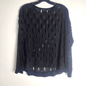 Generation Love New York Mettalic Cutout Long Sleeves Black Sweater